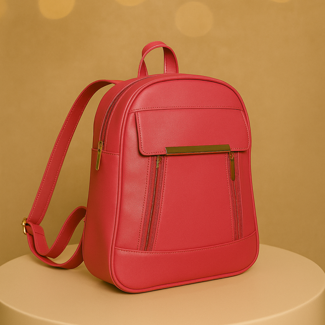 Caramel Finishing Veagn Leather Backpack For Women– Stylish & Functional Everyday Bagc