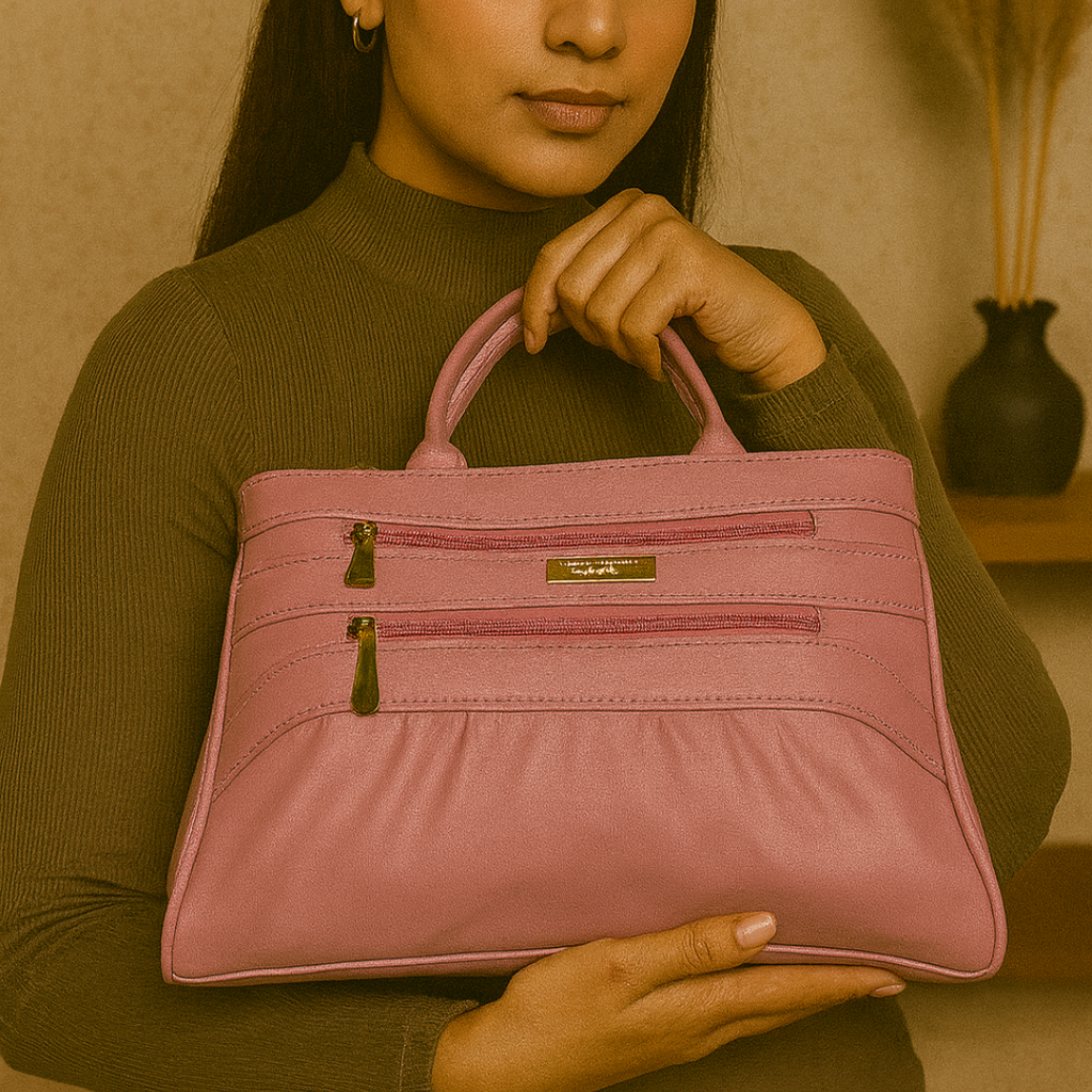 Blush Structured Tote Handbag For Women