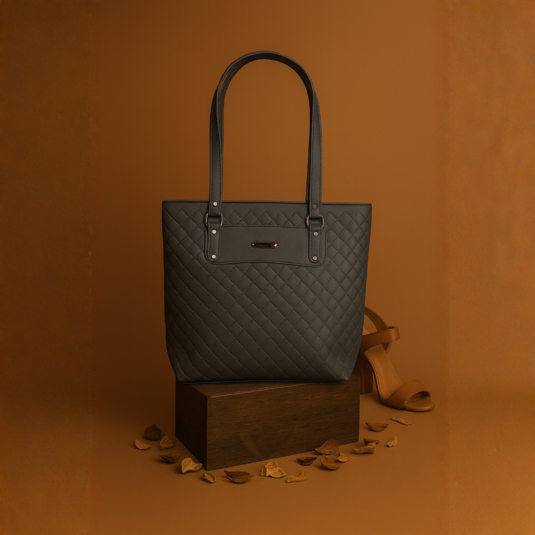 Premium Dark Grey Quilted Handbag