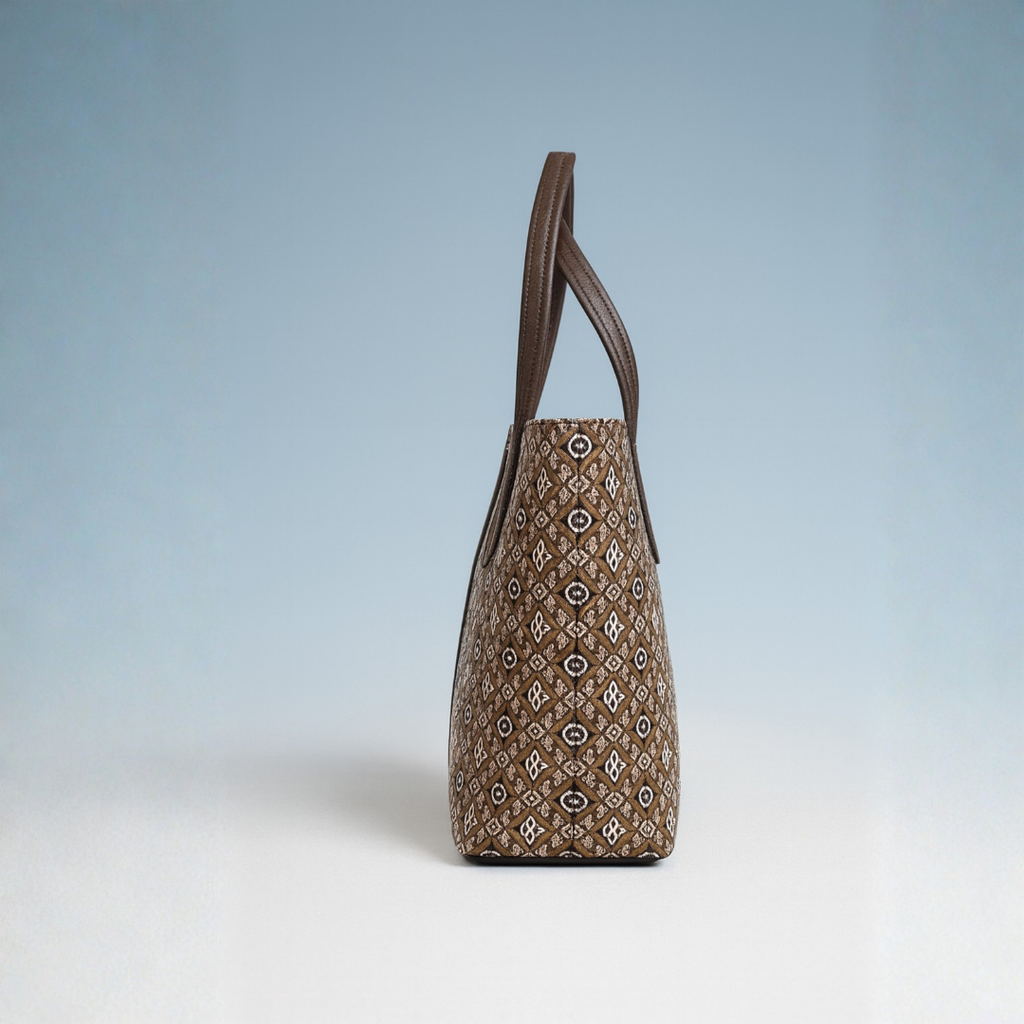 Classic Tan Printed Tote Handbag