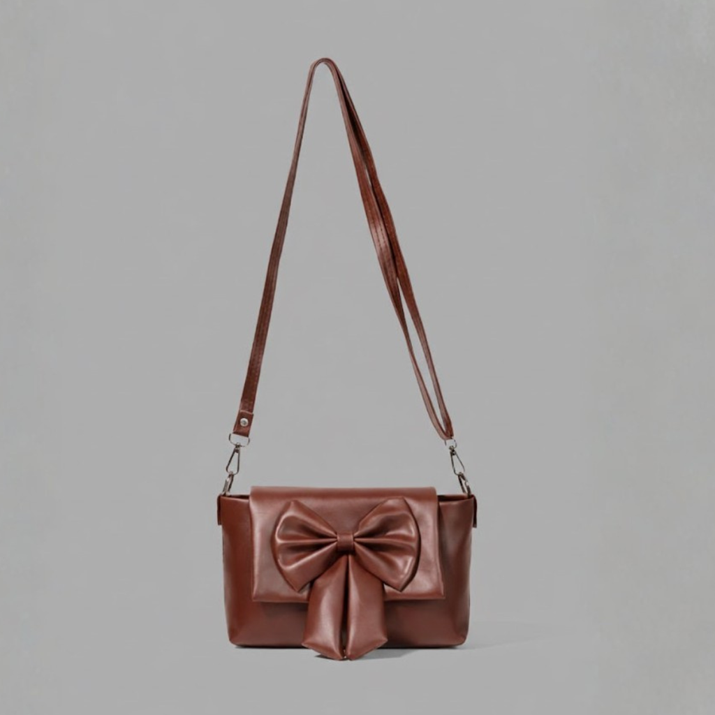 Classic Brown Bow Sling Crossbody Bag