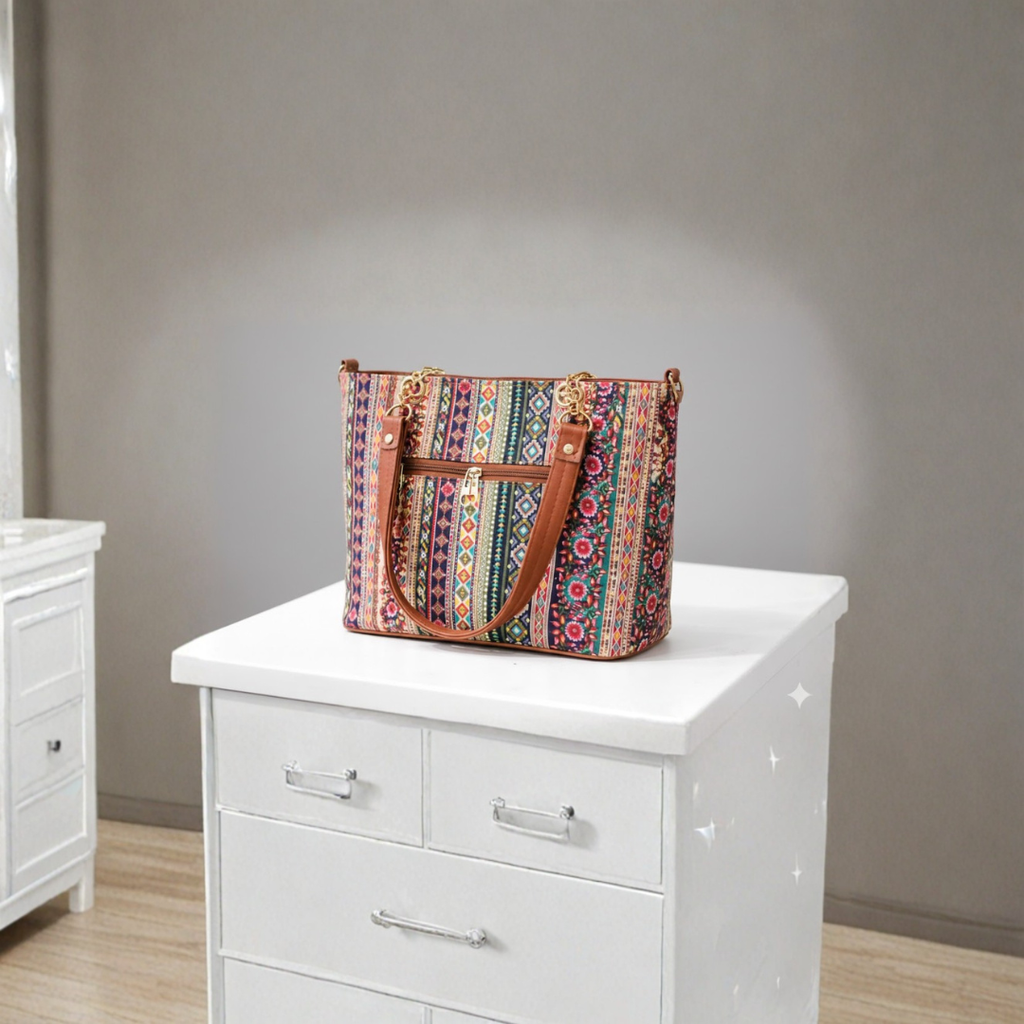 Colorful Ethnic Print Ladies Handbag