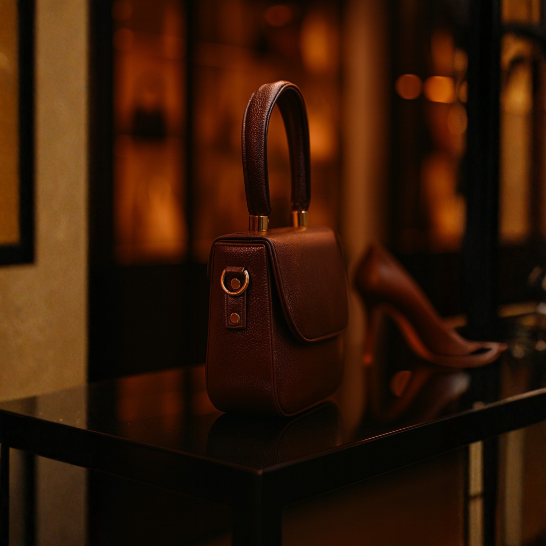 Elegant Brown Textured PU Leather Mini Shoulder & Sling Bag for Women