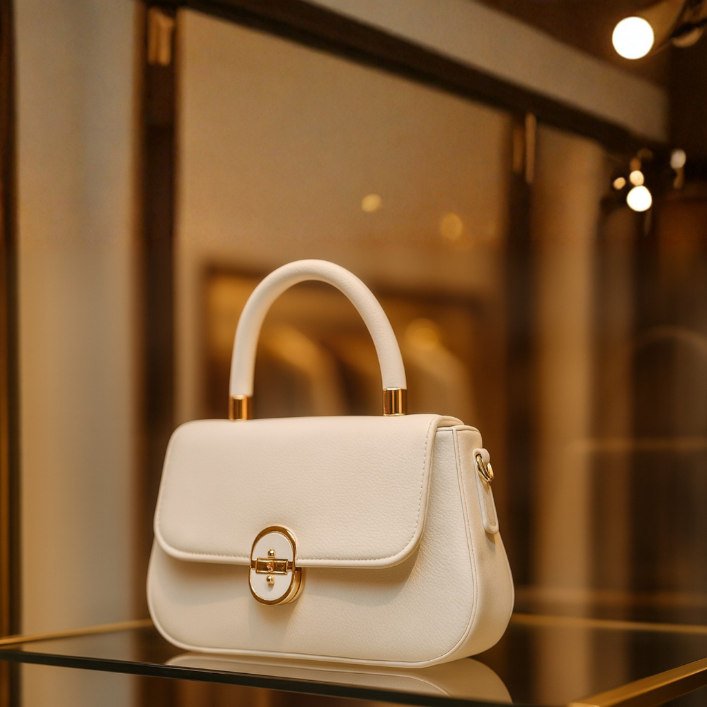White Elegance Top-Handle Bag