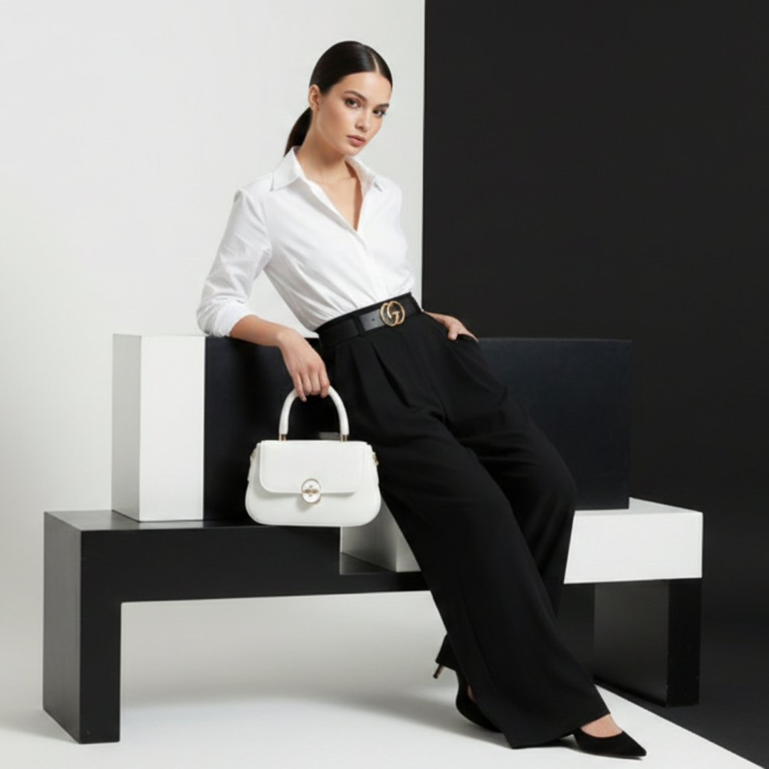 White Elegance Top-Handle Bag