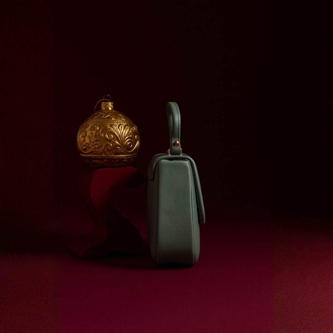 Pastel Green Gold-Lock Shoulder Sling Handbag