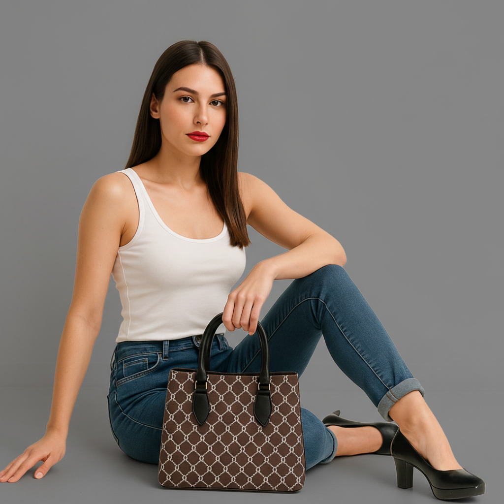 Premium Brown Designer Pattern Office & Daily Use Handbag