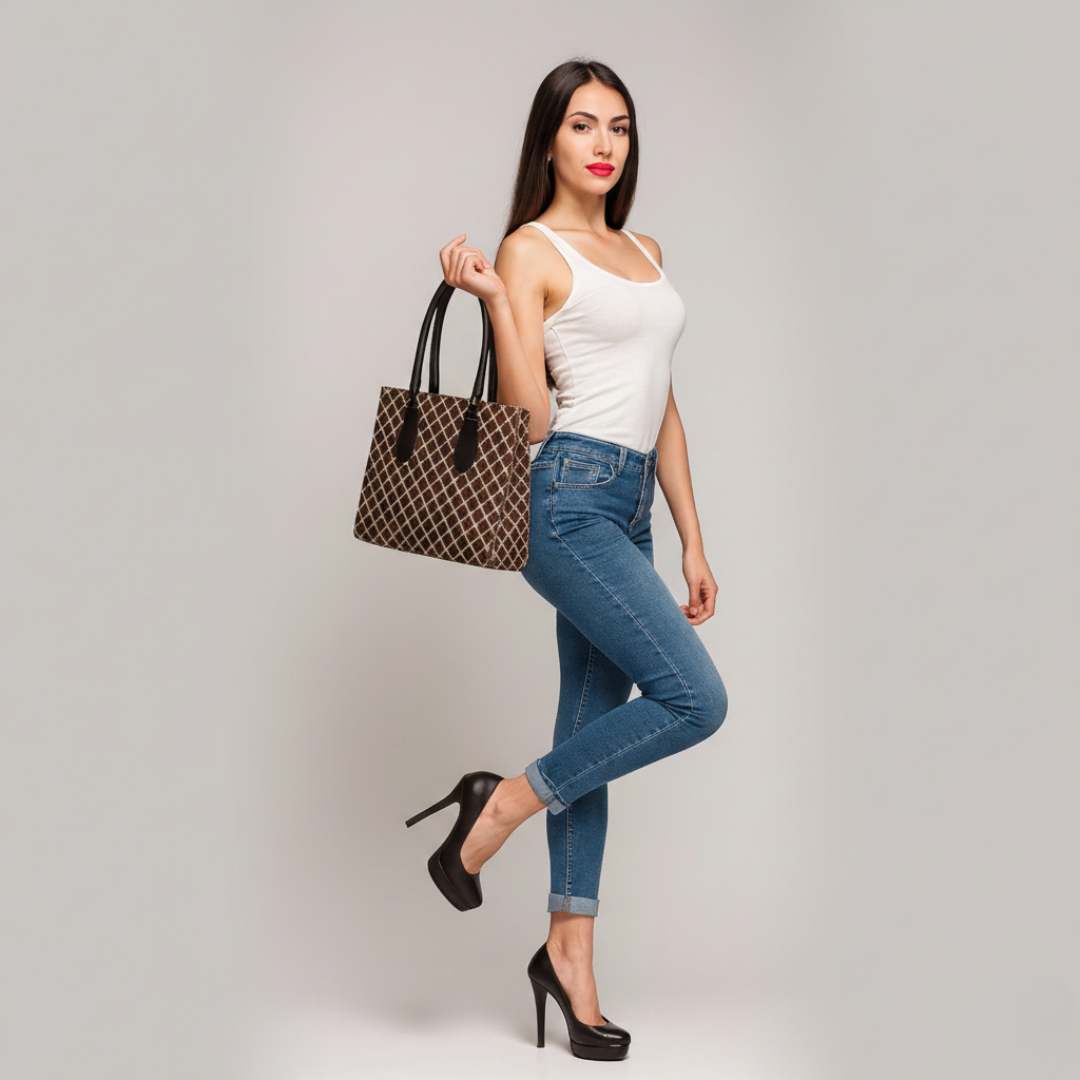 Premium Brown Designer Pattern Office & Daily Use Handbag