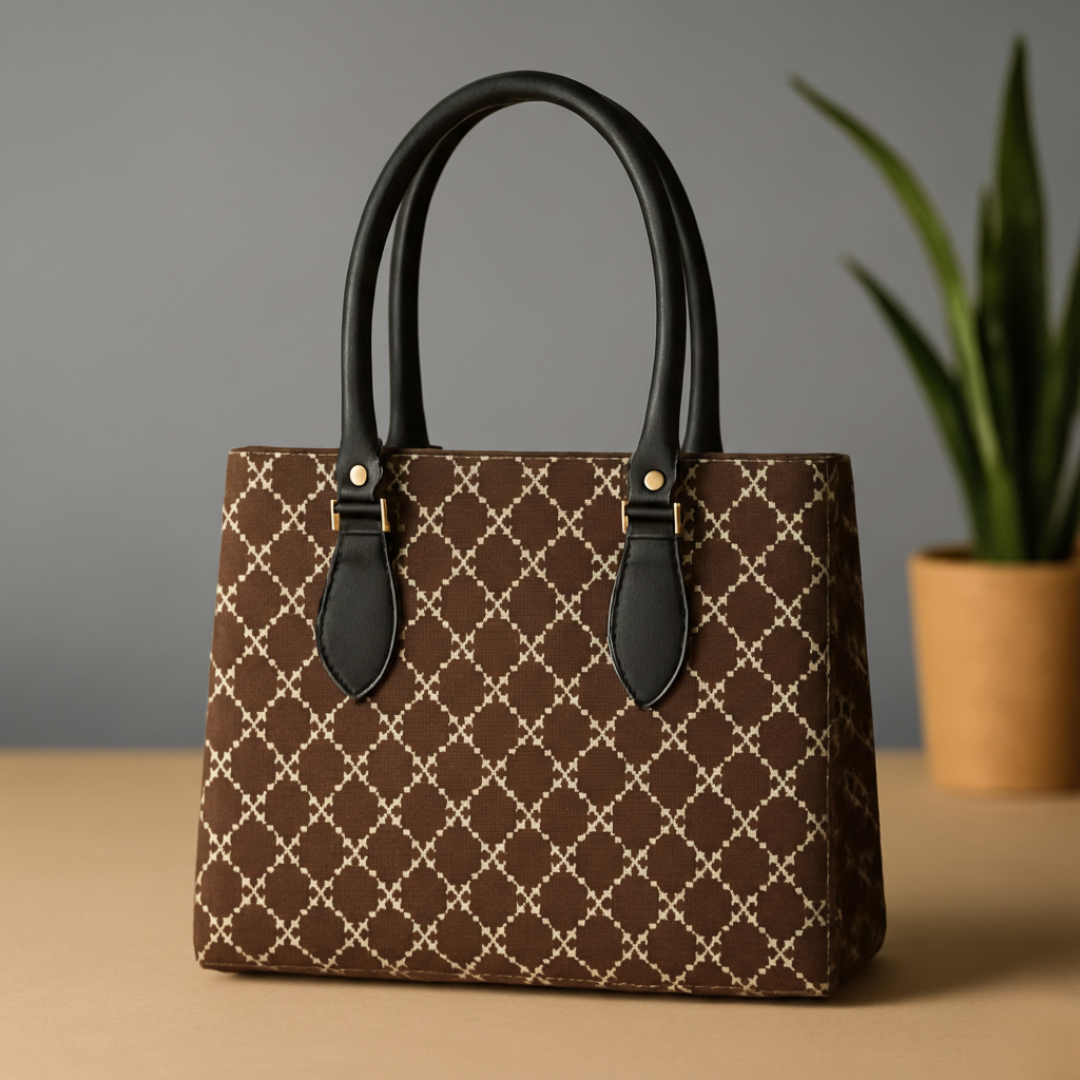 Premium Brown Designer Pattern Office & Daily Use Handbag