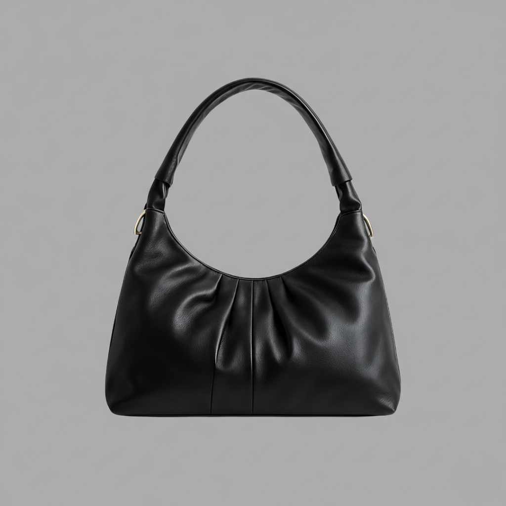 Premium Black Faux Leather Everyday Handbag
